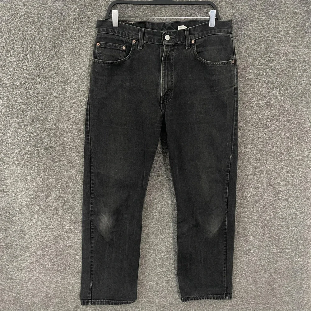 Levis 505 Jeans Mens 34x30 Gray Charcoal Wash Regular Straight Leg Denim Vintage